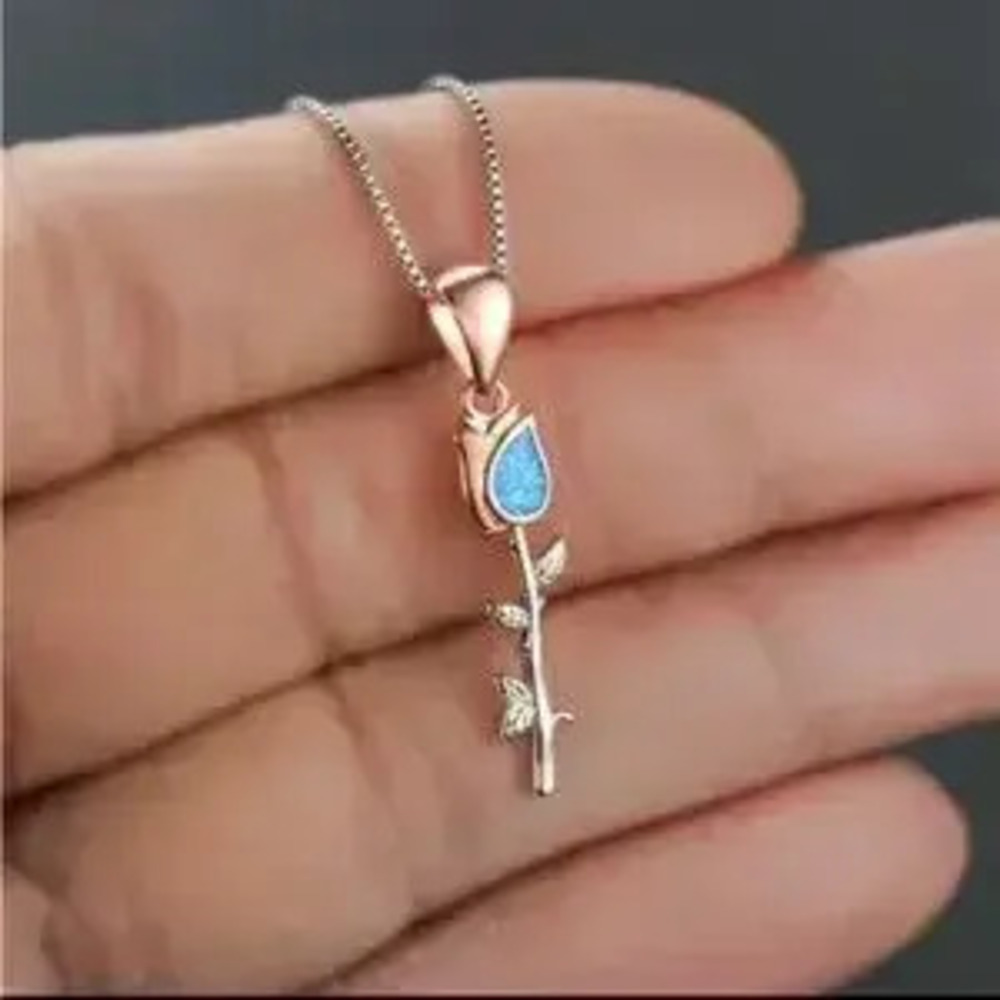 Rose Gold Silver Rose Necklace